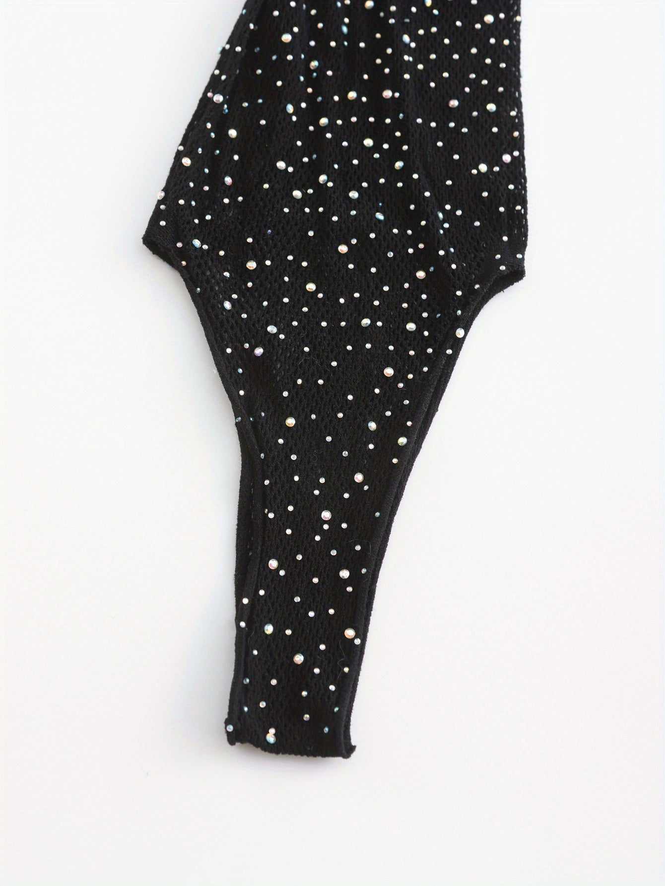 Rhinestone bodysuit for women without lingerie or underpants, featuring a stylish charm design.