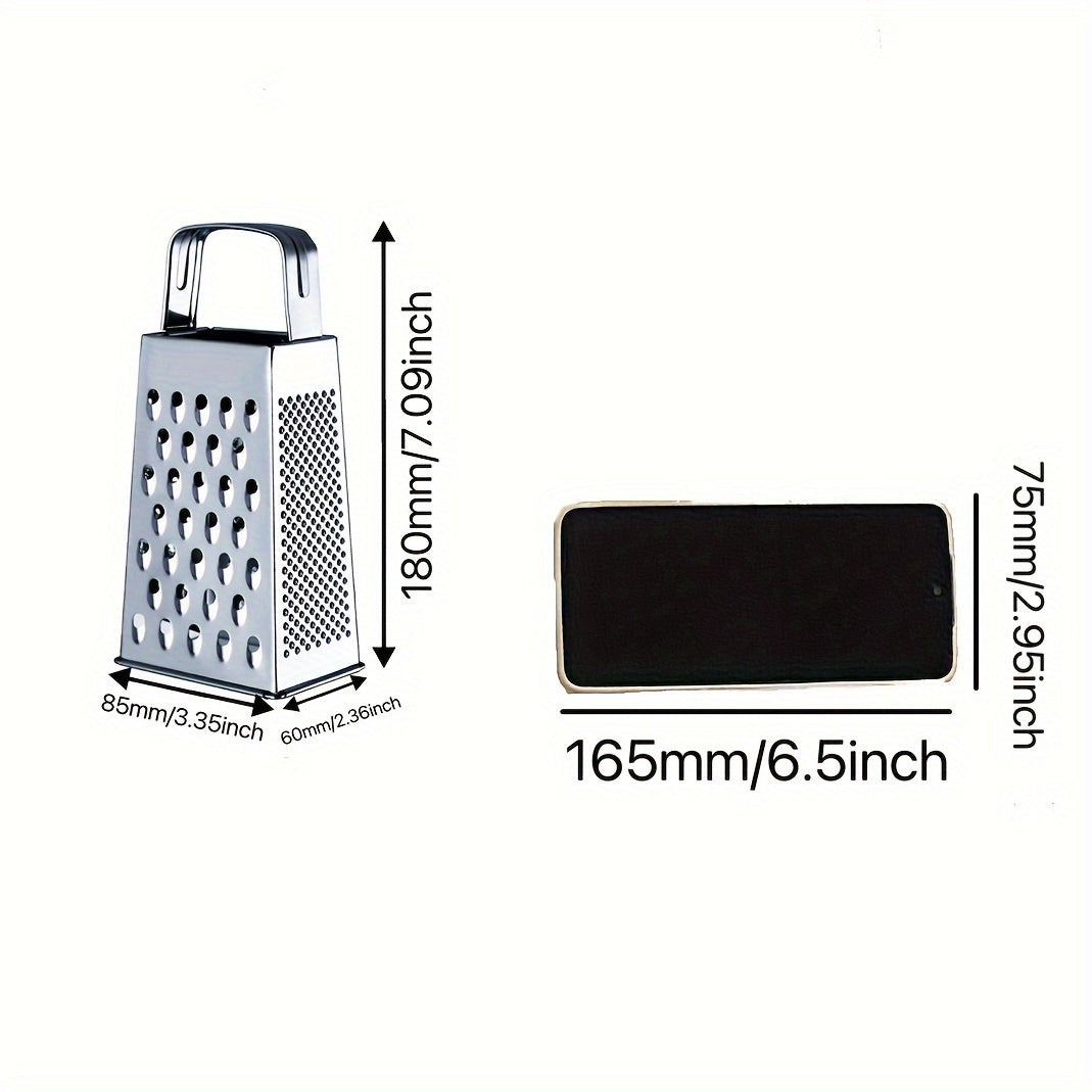 4-Sided Stainless Steel Vegetable Grater: Versatile Shredder for Carrots, Potatoes, Cheese - Ideal Kitchen Tool for Home and Professional Chefs