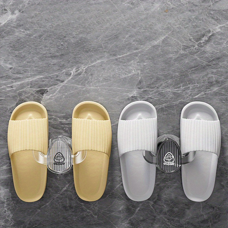 Wall-Mounted Slipper Rack: Easy to Install, No Drilling Required! Space-Saving Bathroom Shoe Organizer Made of Durable Plastic. Ideal for Storing Towels and Slippers, Keeping Floors Neat and Tidy.