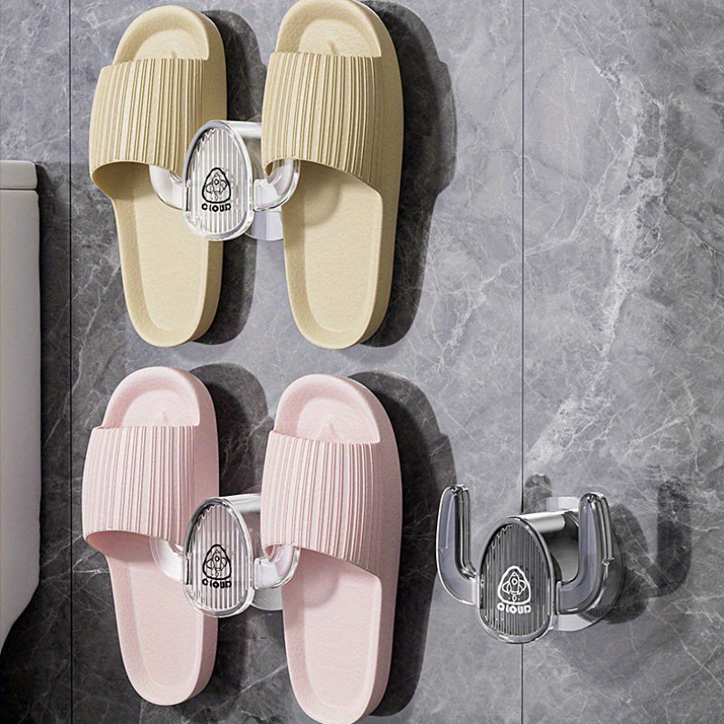 Wall-Mounted Slipper Rack: Easy to Install, No Drilling Required! Space-Saving Bathroom Shoe Organizer Made of Durable Plastic. Ideal for Storing Towels and Slippers, Keeping Floors Neat and Tidy.