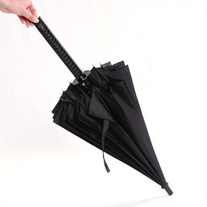 Samurai Sword Stick Umbrella with Automatic Opening, 16 Iron Ribs, Plastic Handle, Nylon Canopy, Water-Resistant, Durable and Stylish