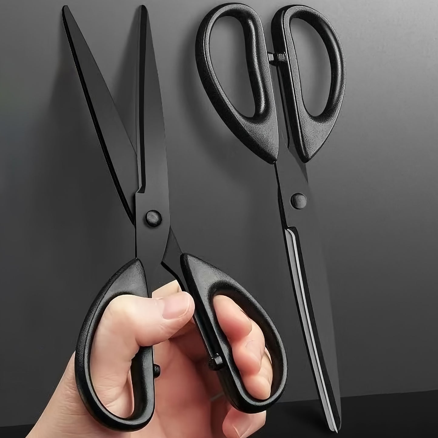 Stainless steel scissors for ages 14+, rust-resistant with non-stick coating, suitable for home, office, and art cutting.