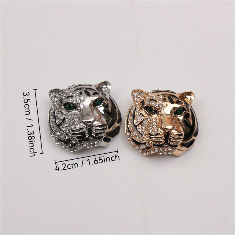 1 Piece Elegant Rhinestone Tiger Head Brooch Pin - Stylish Animal-Shaped Fashion Accessory with Irregular Design, Perfect for Parties, Travel, and Everyday Wear, Adds a Touch of Luxury and Enhances Personal Style