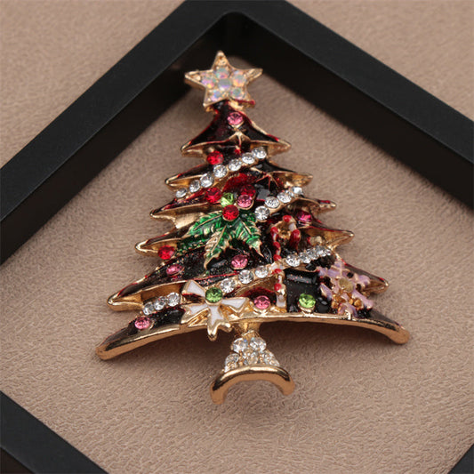 Christmas Tree Shape Brooch with Rhinestones for Women's Clothing - Lapel Pin for Dresses, Coats, Sweaters, and Corsages