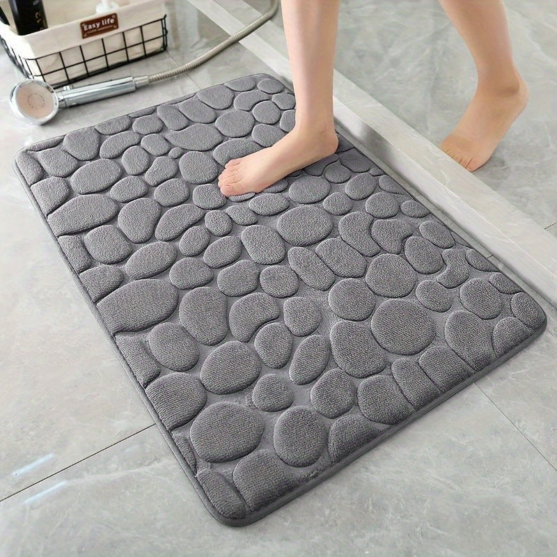 Luxurious Velvet Memory Foam Bath Mat with 3D Pebble Design - Highly Absorbent and Fast-Drying, Perfect for Bathroom and Kitchen, Adds a Touch of Autumn Elegance, Bathroom Rug