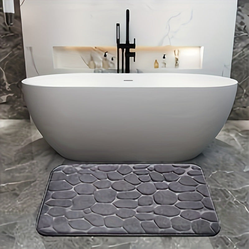 Luxurious Velvet Memory Foam Bath Mat with 3D Pebble Design - Highly Absorbent and Fast-Drying, Perfect for Bathroom and Kitchen, Adds a Touch of Autumn Elegance, Bathroom Rug