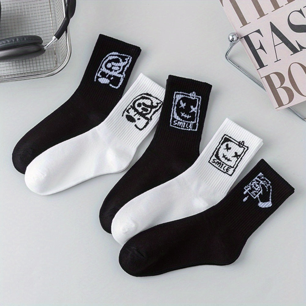 Funny graffiti couple long socks suitable for all seasons, moisture wicking and breathable.