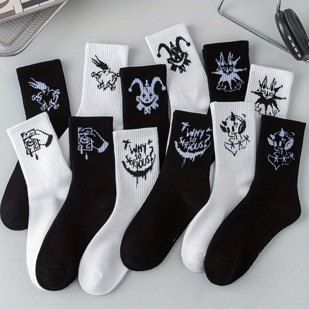 Funny graffiti couple long socks suitable for all seasons, moisture wicking and breathable.