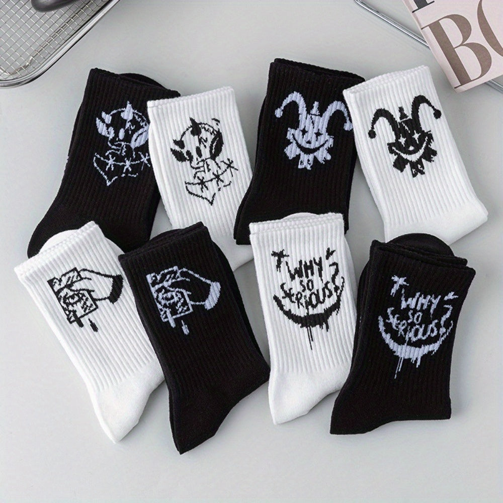 Funny graffiti couple long socks suitable for all seasons, moisture wicking and breathable.