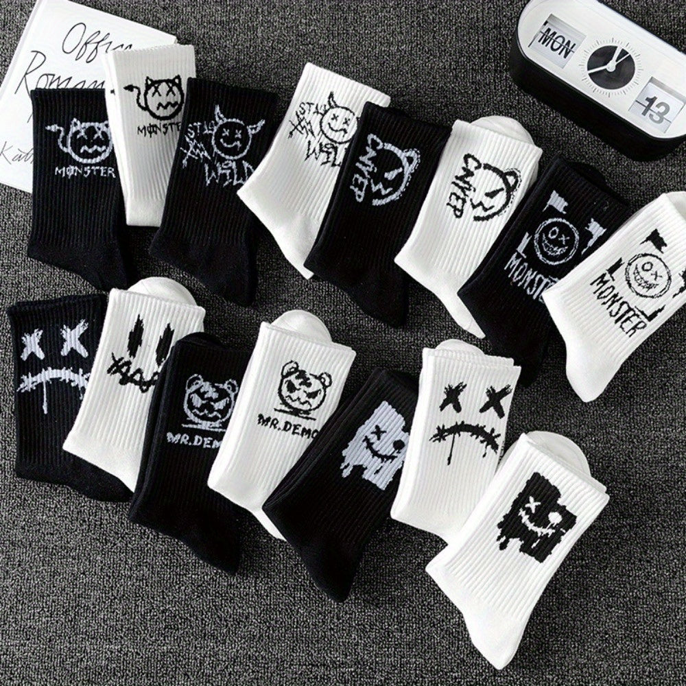 Funny graffiti couple long socks suitable for all seasons, moisture wicking and breathable.