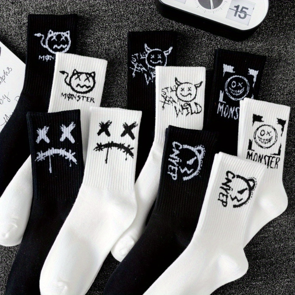 Funny graffiti couple long socks suitable for all seasons, moisture wicking and breathable.