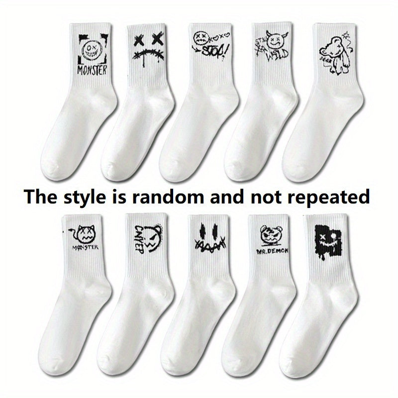 Funny graffiti couple long socks suitable for all seasons, moisture wicking and breathable.