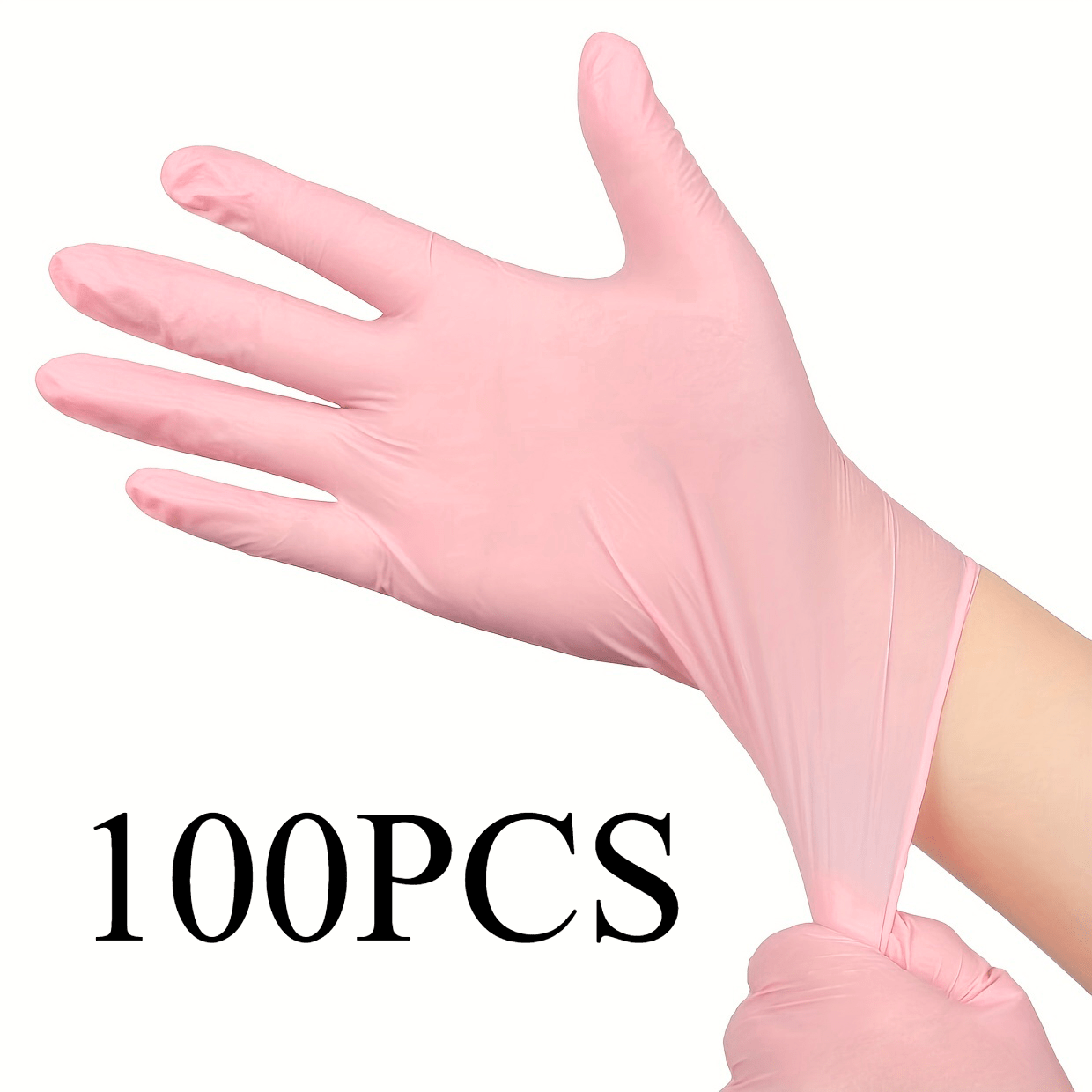 Disposable Light Pink Nitrile Gloves - Pack of 100, Premium Quality Protection for Household Tasks like Cleaning, Washing Dishes, Painting, Hair Dyeing, and Nail Art, Powder and Latex Free, Disposable Apparel