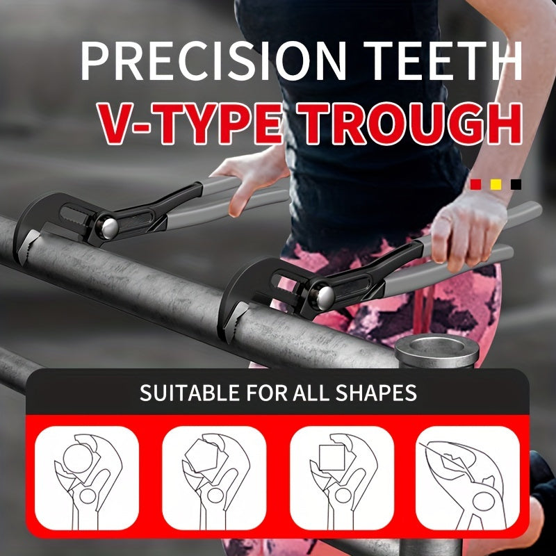 Durable water pump & wrench set for industrial use with chrome vanadium steel and large nose pliers.