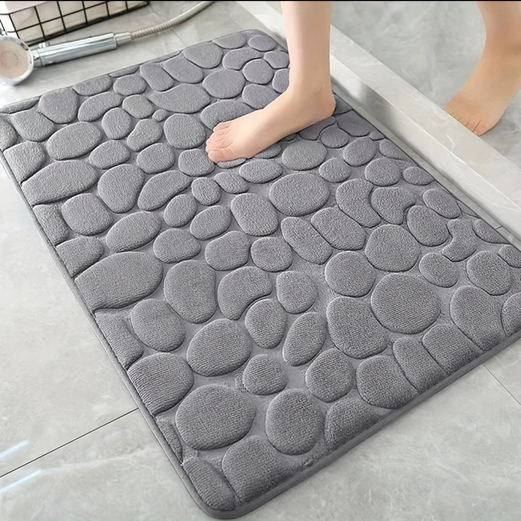 Luxurious Velvet Memory Foam Bath Mat with 3D Pebble Design - Highly Absorbent and Fast-Drying, Perfect for Bathroom and Kitchen, Adds a Touch of Autumn Elegance, Bathroom Rug