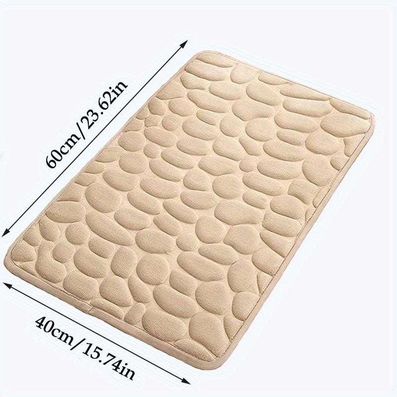 Luxurious Velvet Memory Foam Bath Mat with 3D Pebble Design - Highly Absorbent and Fast-Drying, Perfect for Bathroom and Kitchen, Adds a Touch of Autumn Elegance, Bathroom Rug