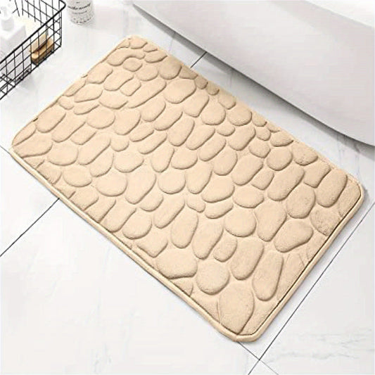 Luxurious Velvet Memory Foam Bath Mat with 3D Pebble Design - Highly Absorbent and Fast-Drying, Perfect for Bathroom and Kitchen, Adds a Touch of Autumn Elegance, Bathroom Rug