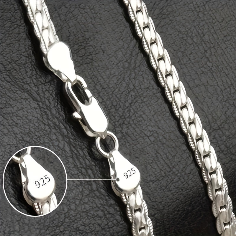 Unisex silver plated copper necklace with stainless steel chain, ideal holiday gift for men and women.