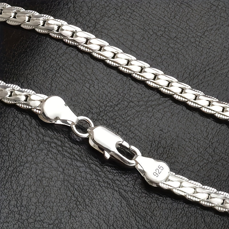 Unisex silver plated copper necklace with stainless steel chain, ideal holiday gift for men and women.