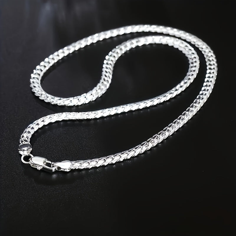 Unisex silver plated copper necklace with stainless steel chain, ideal holiday gift for men and women.