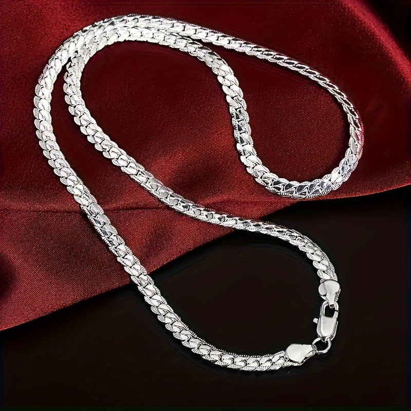 Unisex silver plated copper necklace with stainless steel chain, ideal holiday gift for men and women.