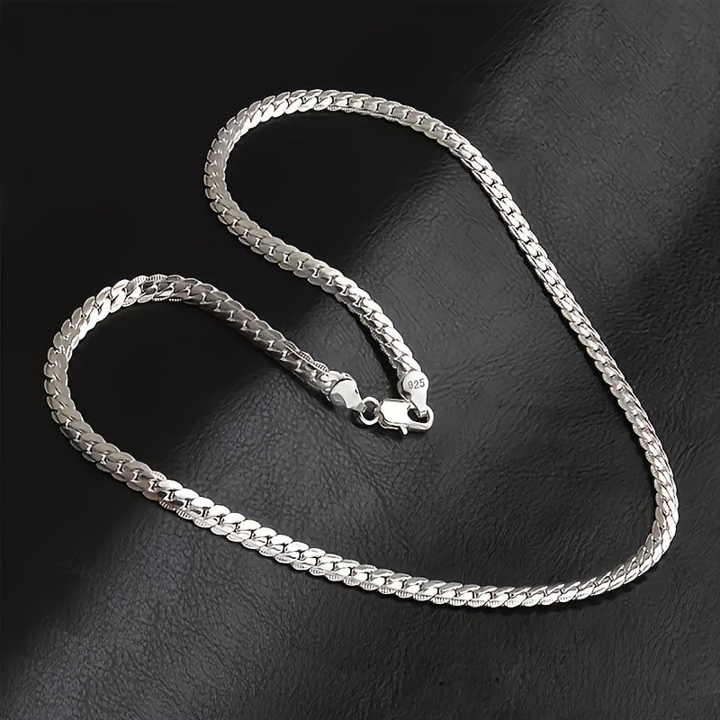 Unisex silver plated copper necklace with stainless steel chain, ideal holiday gift for men and women.