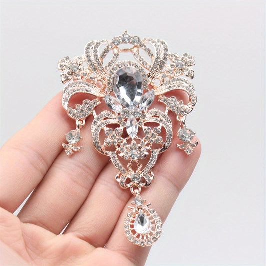 Stylish Floral Rhinestone Brooch Pin for Women - High-end Wedding Corsage Suit Accessory featuring Enamel, Unique Simulation Modeling, and Irregular Shape - Trendy Fashion Jewelry