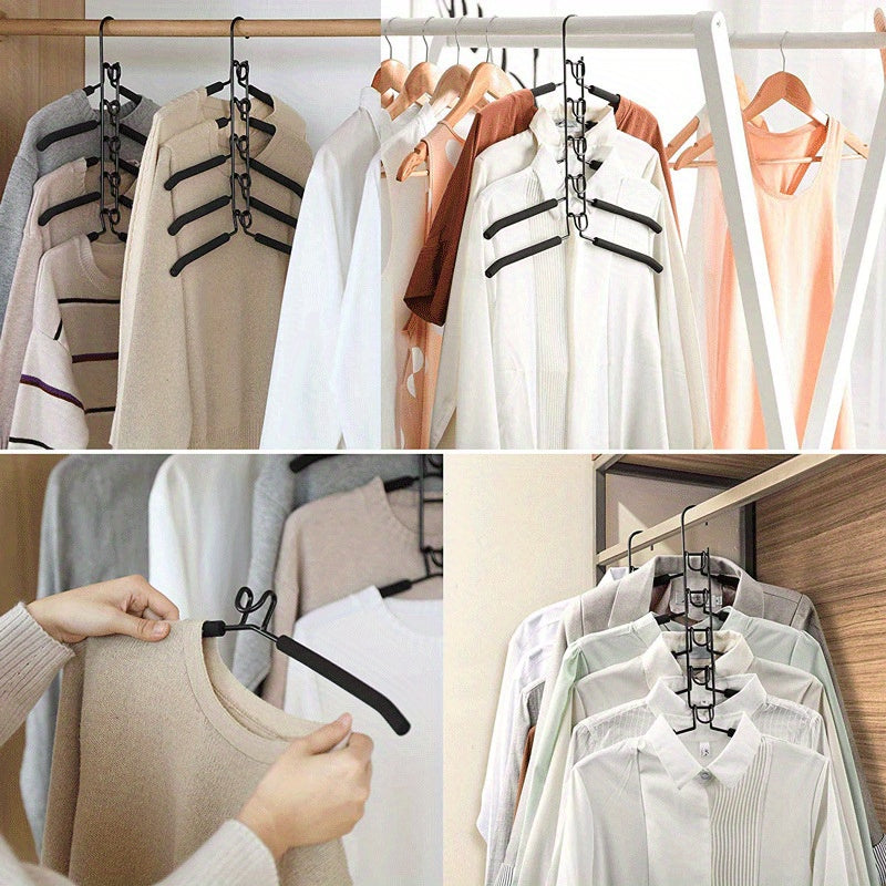 Detachable Clothing Hanger with 5 Tiers, Organize Your Wardrobe with this Space-Saving Metal Organizer, Features a Polished Finish, Perfect for Hanging Multiple Layers of Clothing in Your Home or Dorm Room.