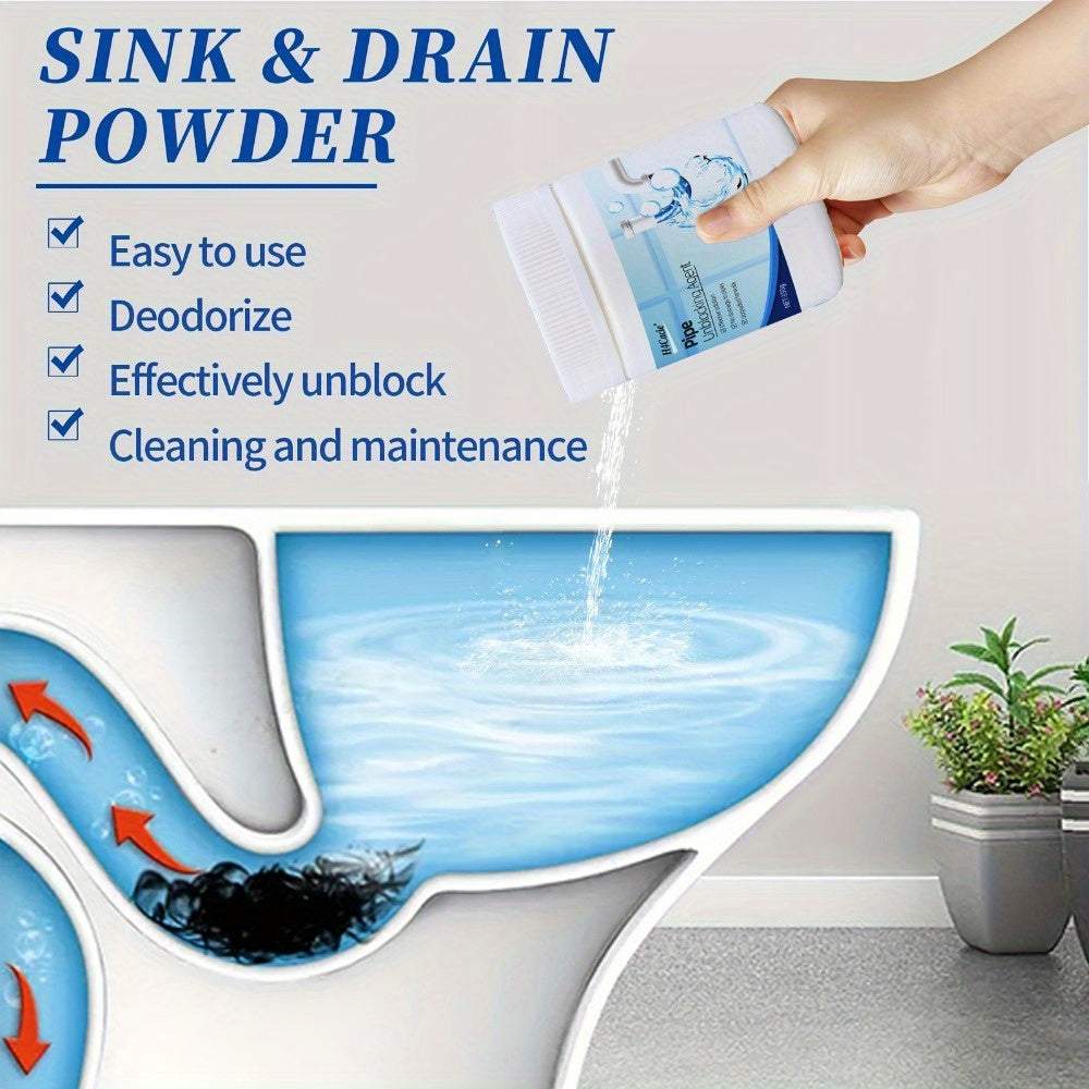 H4Cacle Drain Cleaner Powder offers a powerful solution for unclogging pipes, eliminating odors, and improving sewer and sink efficiency. This safe and effective cleaning agent is available in 150g and 350g options for use in kitchens and bathrooms.