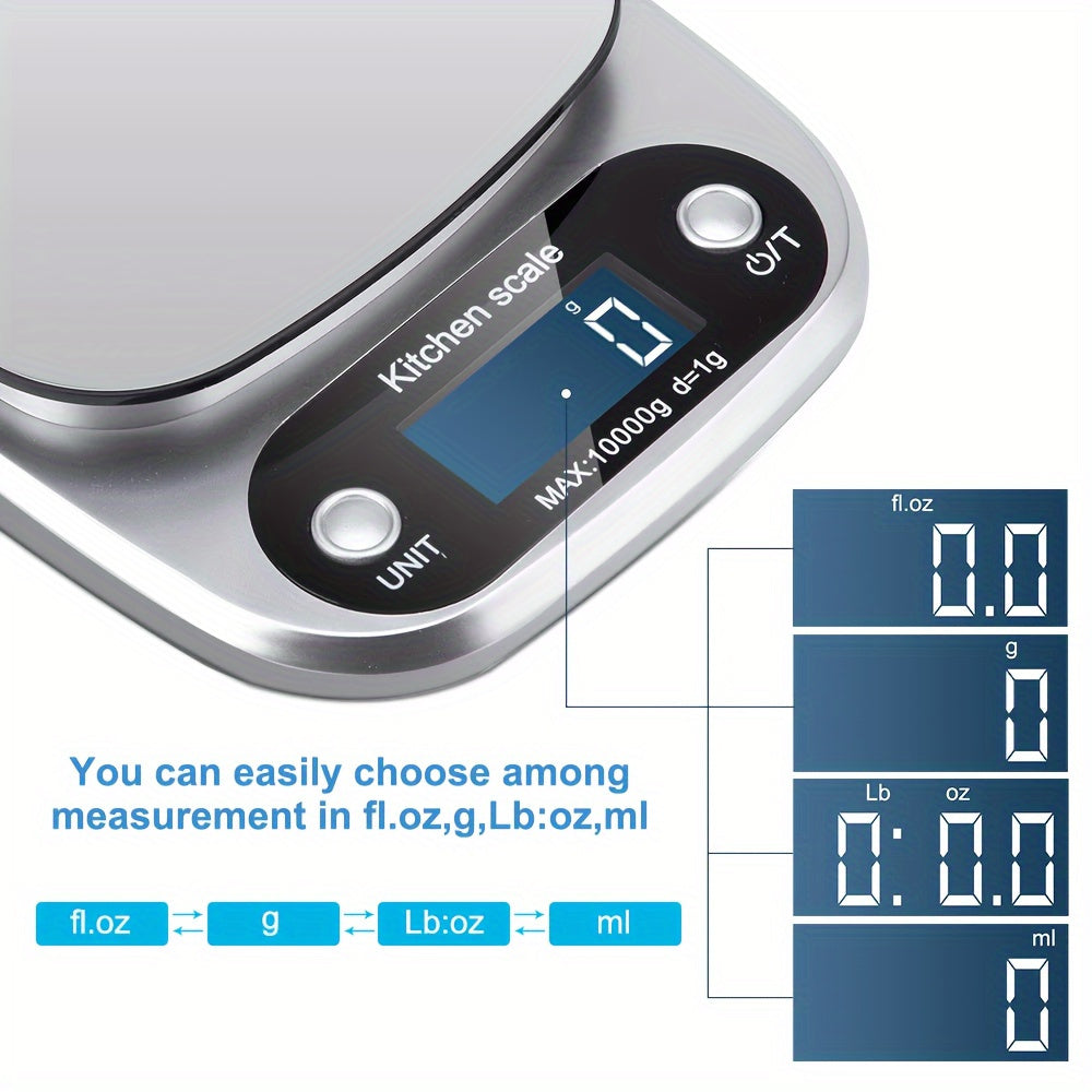 HOTU Precision Digital Kitchen Scale is an essential cooking and baking accessory with LCD display, auto shut-off feature, and multiple measurement units. Can weigh up to 5kg/10kg capacity