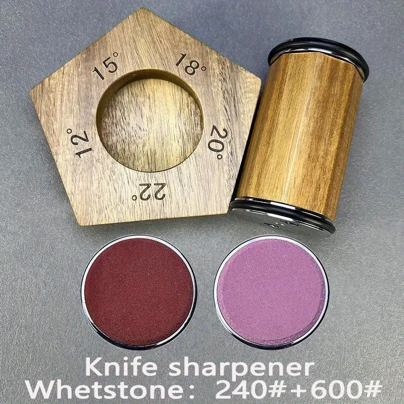 Essential Kitchen Tool: Handheld Knife Sharpener with Diamond Whetstone and Wooden Handle for Precision Sharpening Without Power