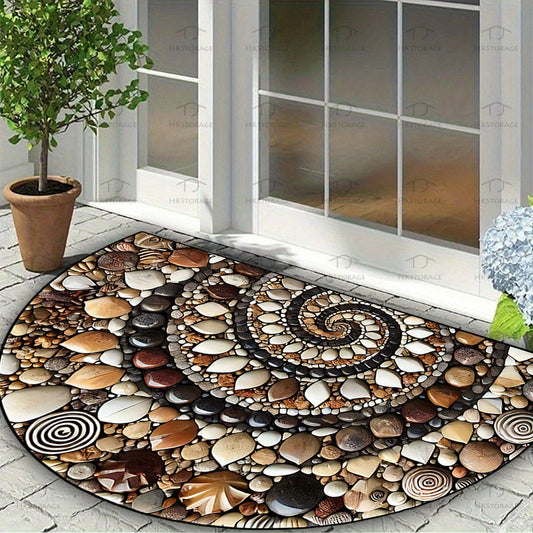 Colorful Pebble Design Welcome Mat - featuring a Non-Slip, Easy-to-Clean, Semi-Circular Design with Silicone Backing for Indoor and Outdoor Use. Perfect for Entryways, Kitchens, Bathrooms, Patios, and Balconies. Add a pop of color to your home decor!