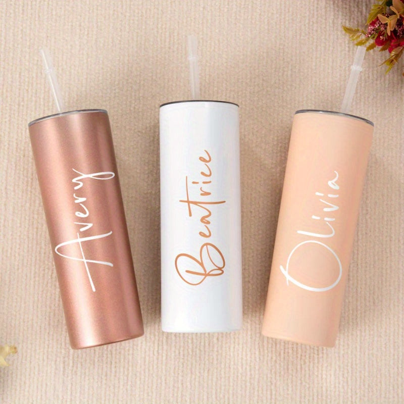 Customized stainless steel water bottle with double-wall insulation, BPA-free, personalized bridal party bridesmaid gifts, hand wash only - a perfect gift for her, mom, girlfriend, or special events.