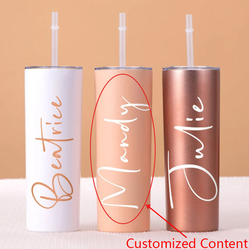 Customized stainless steel water bottle with double-wall insulation, BPA-free, personalized bridal party bridesmaid gifts, hand wash only - a perfect gift for her, mom, girlfriend, or special events.