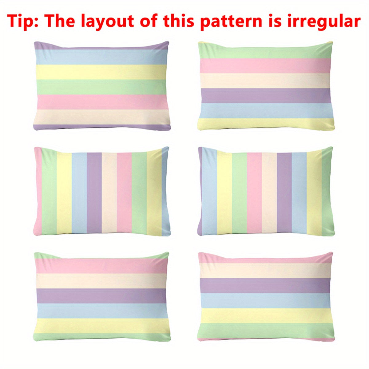 Rainbow Striped Geometric Pillowcase with Soft Brushed Polyester Protector, Woven Quilting Craftsmanship, Pocket Closure, Bedroom Decor Accessory, Machine Washable - 1 Piece