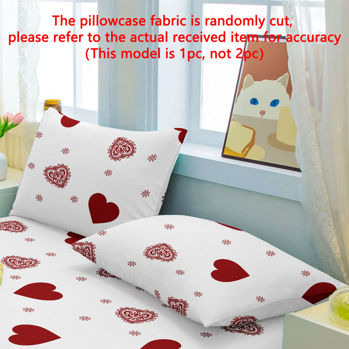 Soft Pillowcase with Pocket Closure for Bedroom, Bedding featuring a Simple Modern Heart Geometric True Love White Pattern Print on Fleece Fabric