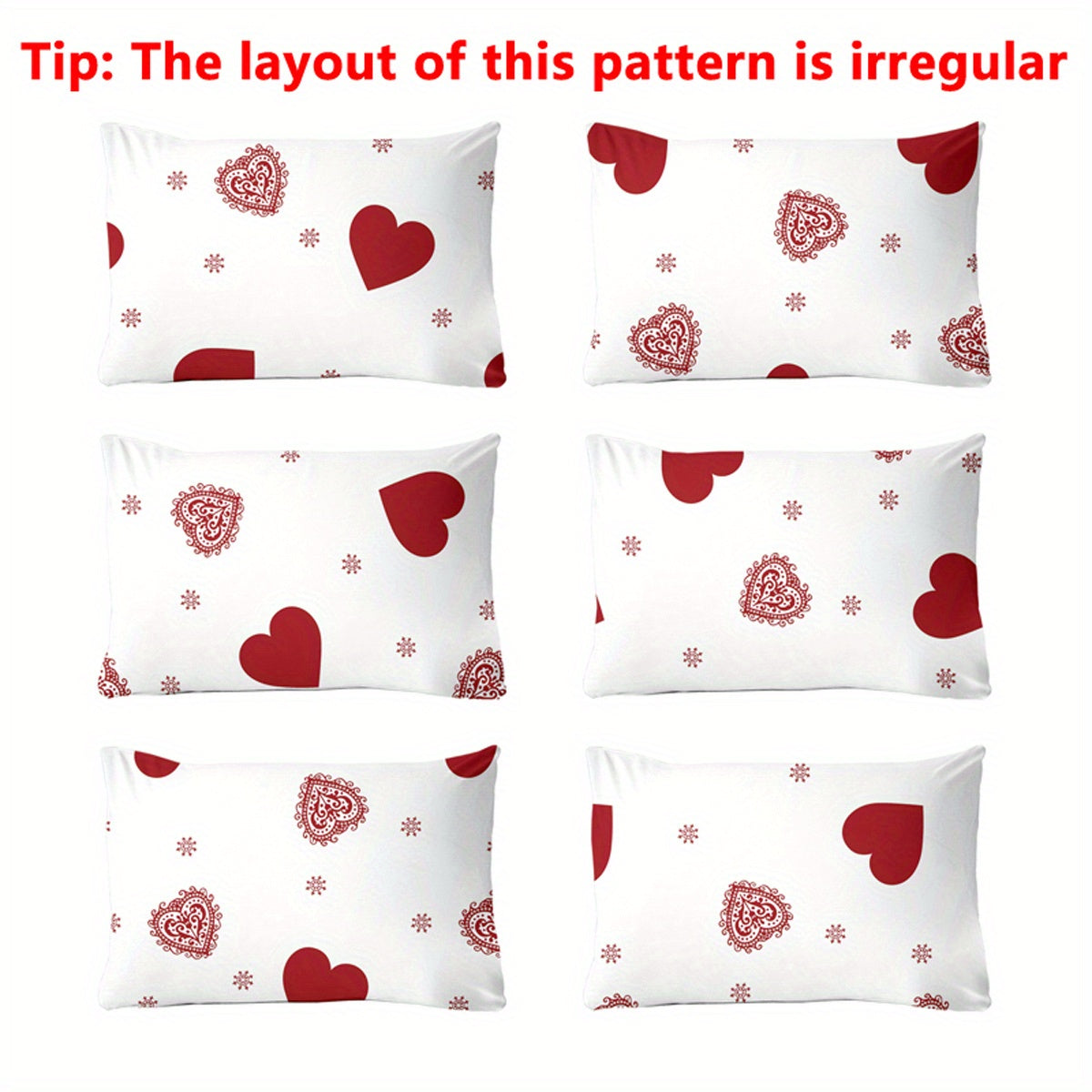 Soft Pillowcase with Pocket Closure for Bedroom, Bedding featuring a Simple Modern Heart Geometric True Love White Pattern Print on Fleece Fabric