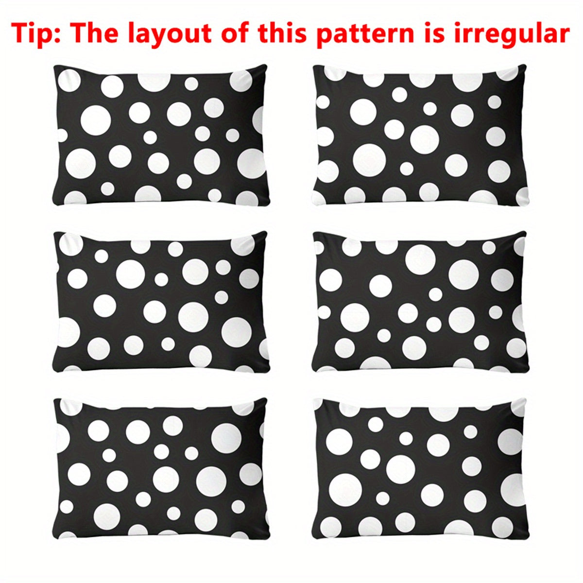 Contemporary Monochrome Geometric Pillowcase with Polka Dots - Silky Soft, Convenient Pocket Closure, Fits Standard Pillows - Easy to Clean, 75cm x 50cm (29.52in x 19.68in)