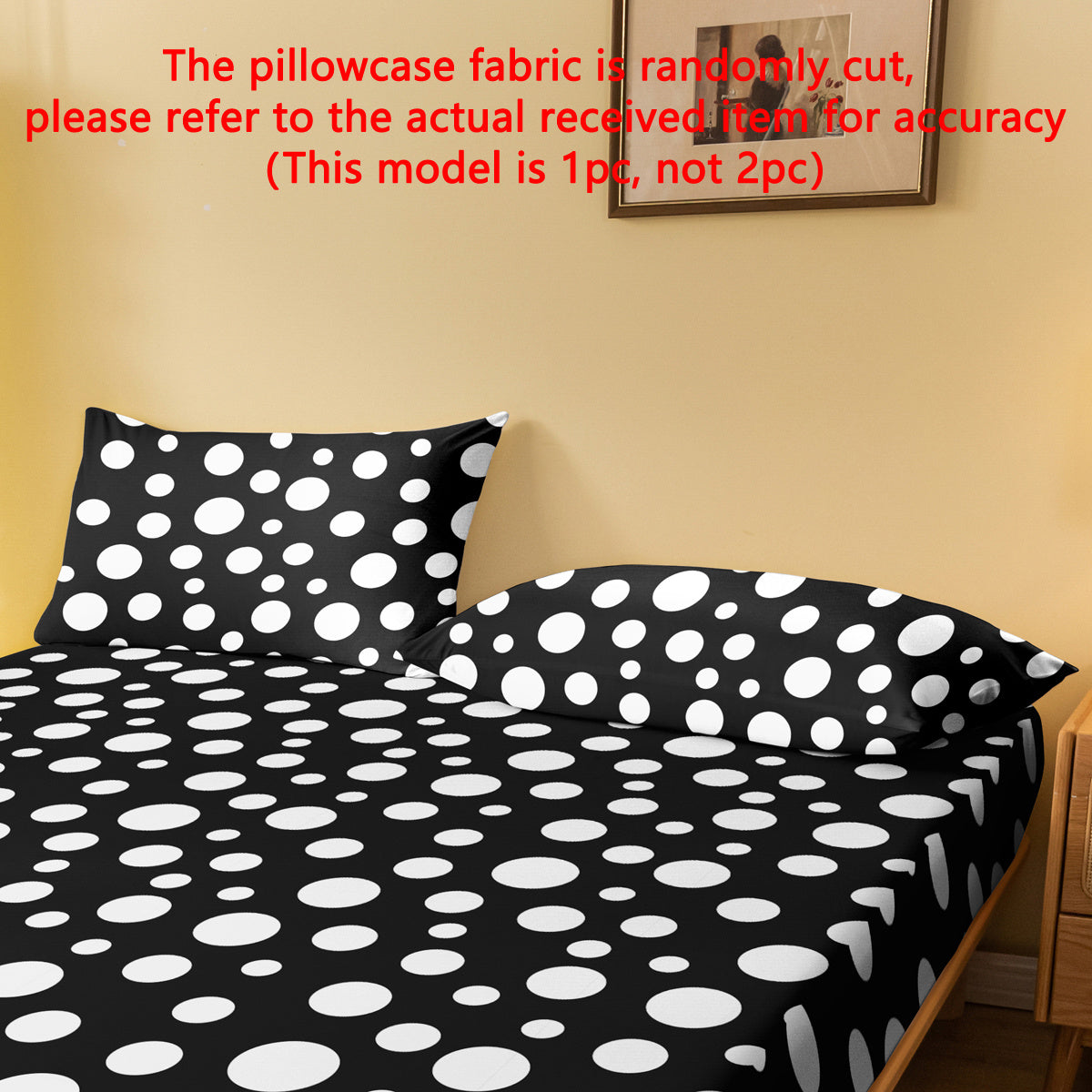 Contemporary Monochrome Geometric Pillowcase with Polka Dots - Silky Soft, Convenient Pocket Closure, Fits Standard Pillows - Easy to Clean, 75cm x 50cm (29.52in x 19.68in)