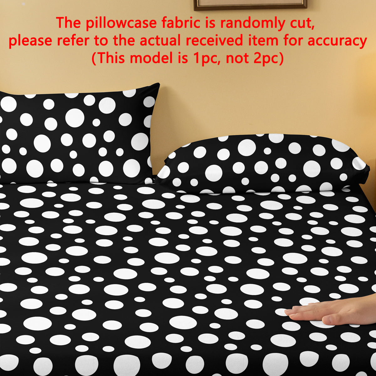 Contemporary Monochrome Geometric Pillowcase with Polka Dots - Silky Soft, Convenient Pocket Closure, Fits Standard Pillows - Easy to Clean, 75cm x 50cm (29.52in x 19.68in)