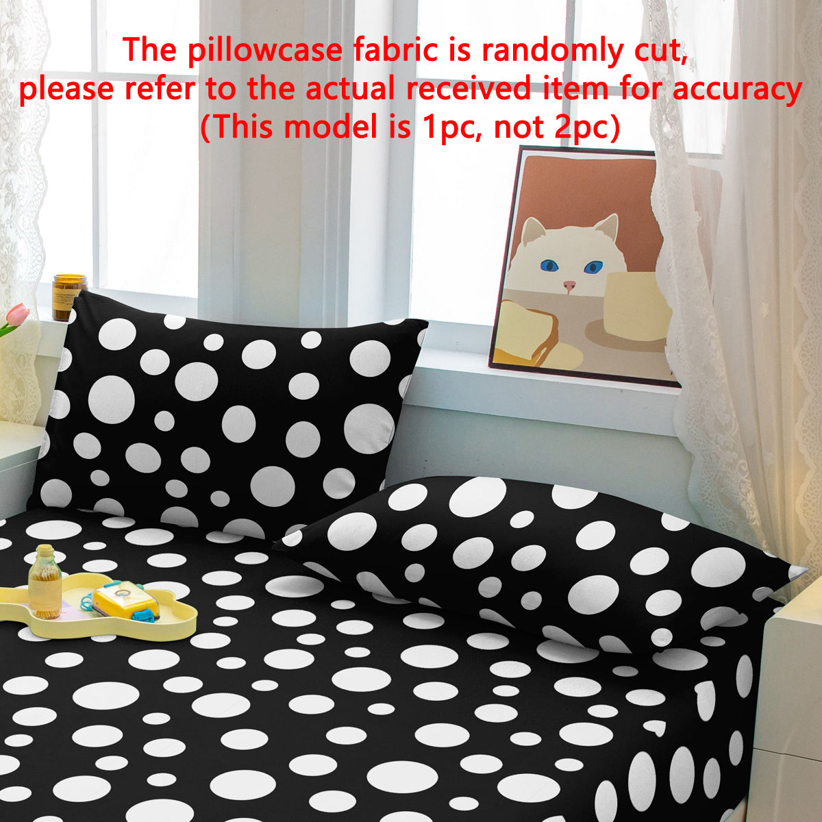 Contemporary Monochrome Geometric Pillowcase with Polka Dots - Silky Soft, Convenient Pocket Closure, Fits Standard Pillows - Easy to Clean, 75cm x 50cm (29.52in x 19.68in)