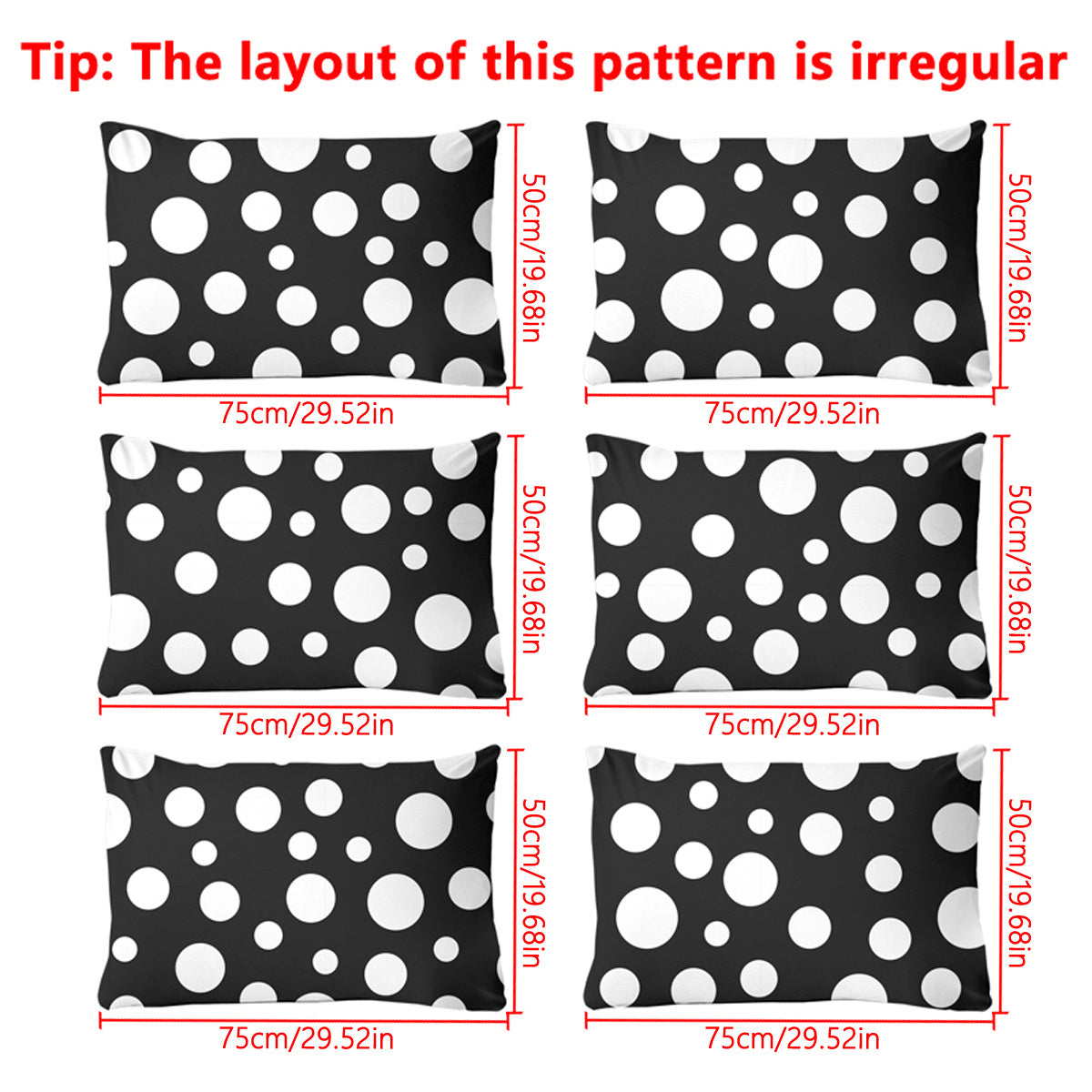 Contemporary Monochrome Geometric Pillowcase with Polka Dots - Silky Soft, Convenient Pocket Closure, Fits Standard Pillows - Easy to Clean, 75cm x 50cm (29.52in x 19.68in)