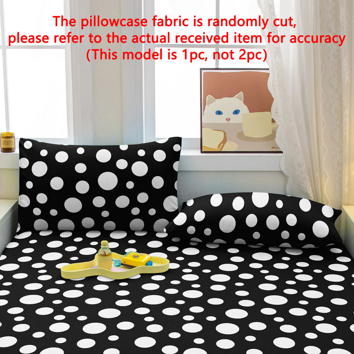 Contemporary Monochrome Geometric Pillowcase with Polka Dots - Silky Soft, Convenient Pocket Closure, Fits Standard Pillows - Easy to Clean, 75cm x 50cm (29.52in x 19.68in)