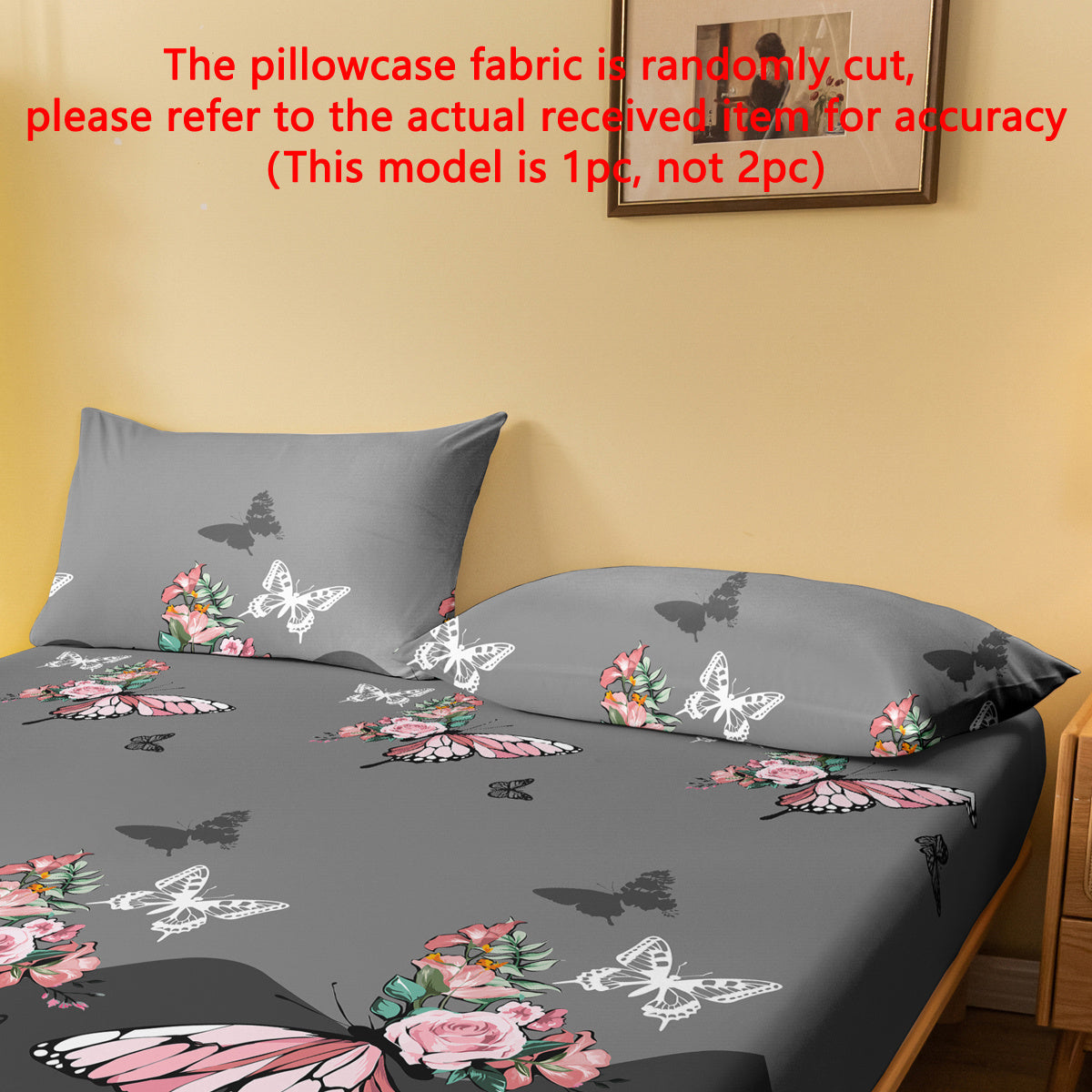 Modern Floral Rose & Butterfly Pattern Quilted Pillowcase, One Piece, Soft Brushed Polyester Pillow Protector with Pocket Closure, Active Print Machine Washable, Lightweight (80-85gsm), Bedroom Bedding Accessory