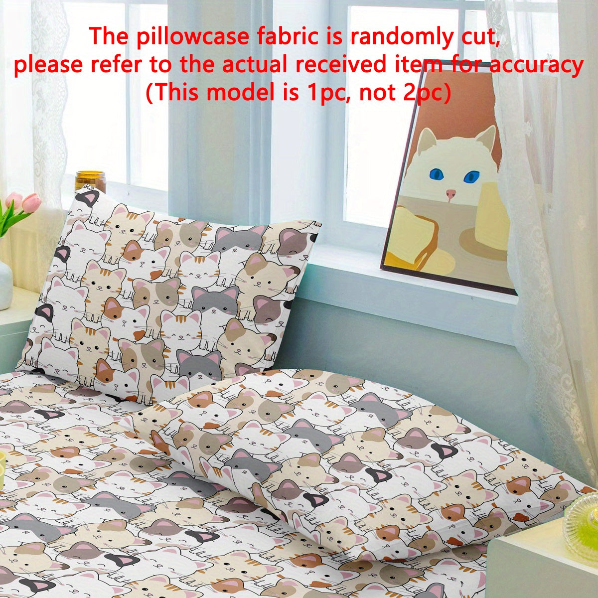 This adorable cartoon cat print pillowcase features a soft peach skin quilted design and is made from polyester with an active printed pattern. The woven bedroom bedding includes a pocket closure for convenience and is machine washable for easy care.