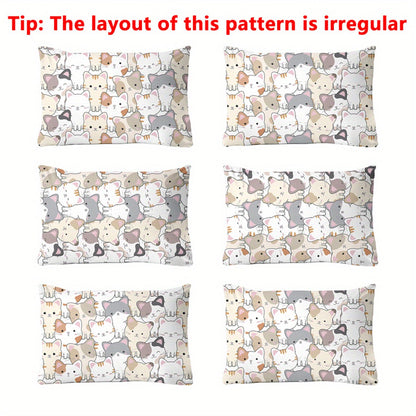 This adorable cartoon cat print pillowcase features a soft peach skin quilted design and is made from polyester with an active printed pattern. The woven bedroom bedding includes a pocket closure for convenience and is machine washable for easy care.