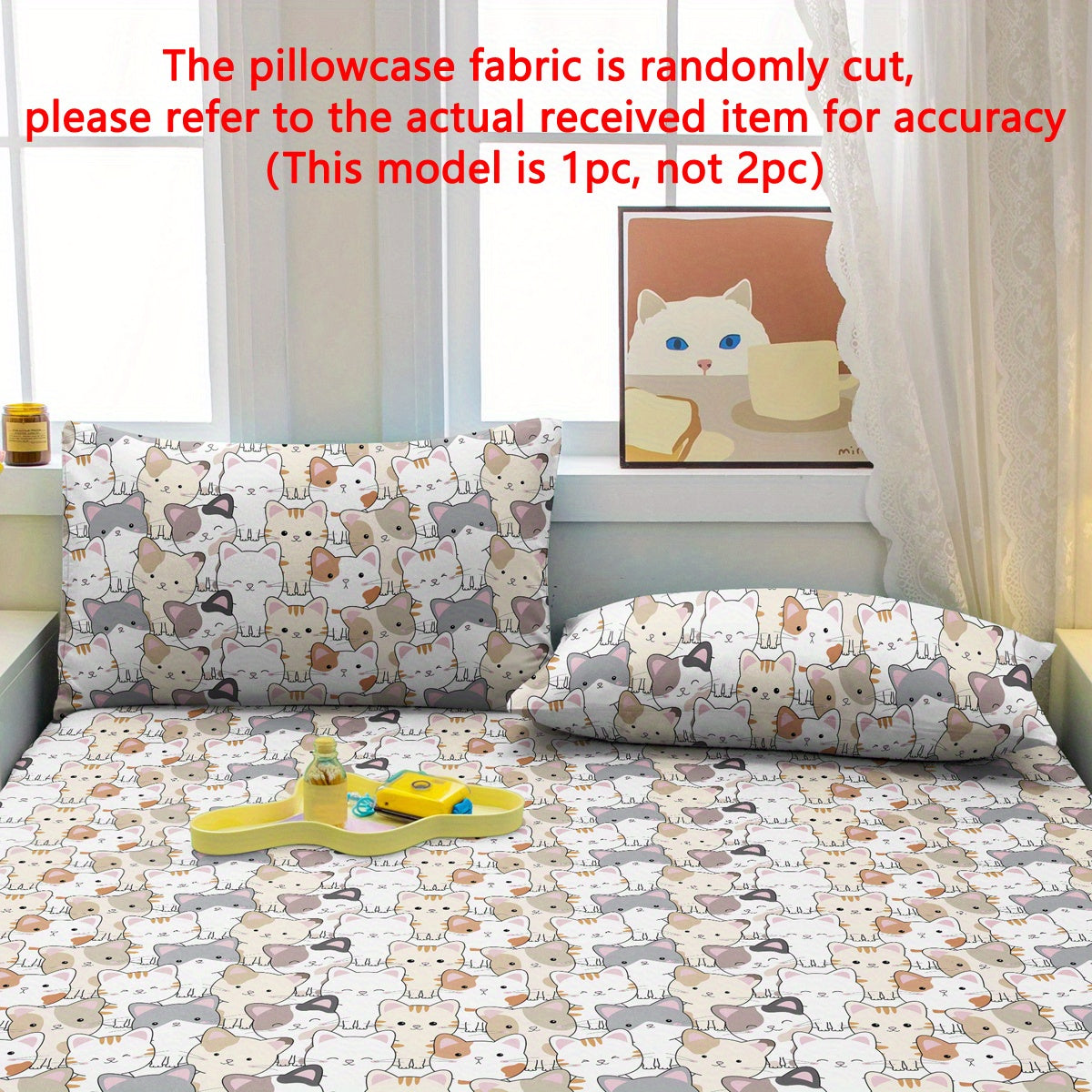 This adorable cartoon cat print pillowcase features a soft peach skin quilted design and is made from polyester with an active printed pattern. The woven bedroom bedding includes a pocket closure for convenience and is machine washable for easy care.