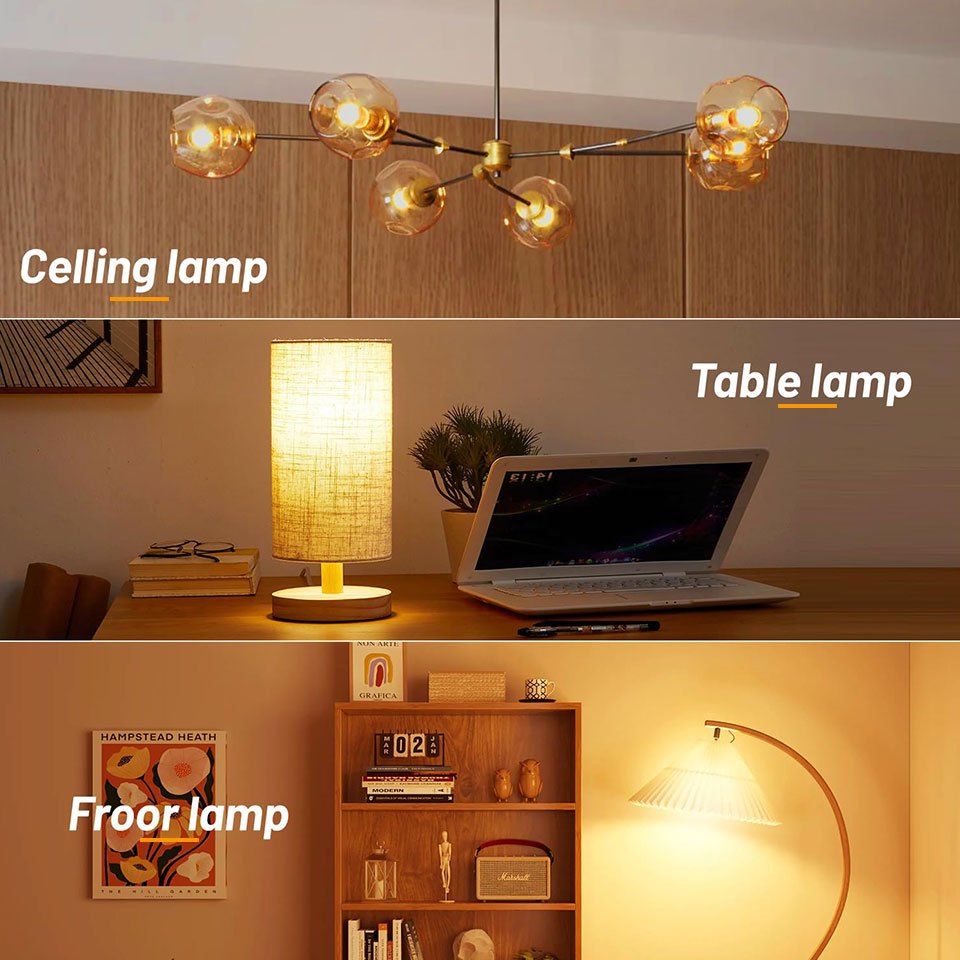 PIBAOGU LED Bulbs: 4pcs A70 E27 Base, 20W, 80% cool white & natural light, energy-efficient, flicker-free, 25,000+ hour lifespan. Ideal for home use in living room, bedroom, kitchen, office.