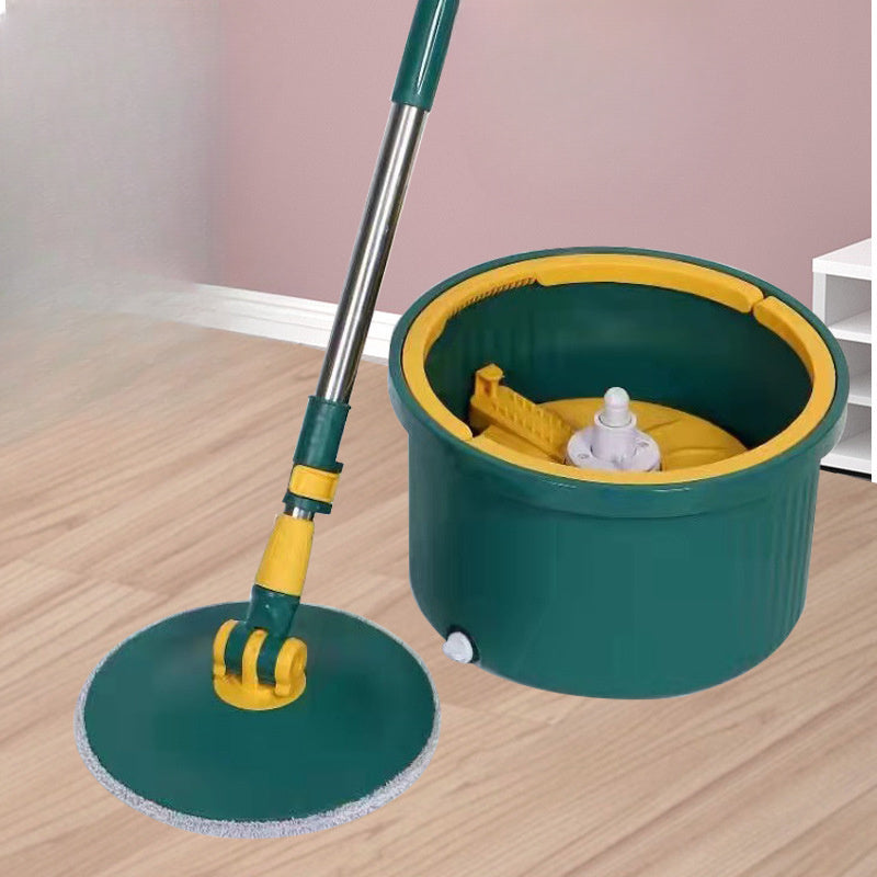 The EasyWring Spin Mop and Bucket System comes with 2 Microfiber Pads for hands-free washing. This dual-use system is perfect for hardwood and tile floors, as well as for dust removal. It is an ideal set for home cleaning, especially in the kitchen