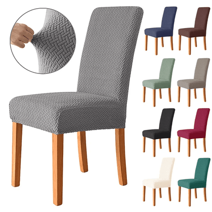 Leorate offers premium stretch jacquard dining chair covers in 2pcs or 4pcs, ideal for home decor. Made of durable, pet-friendly, and waterproof fabric.